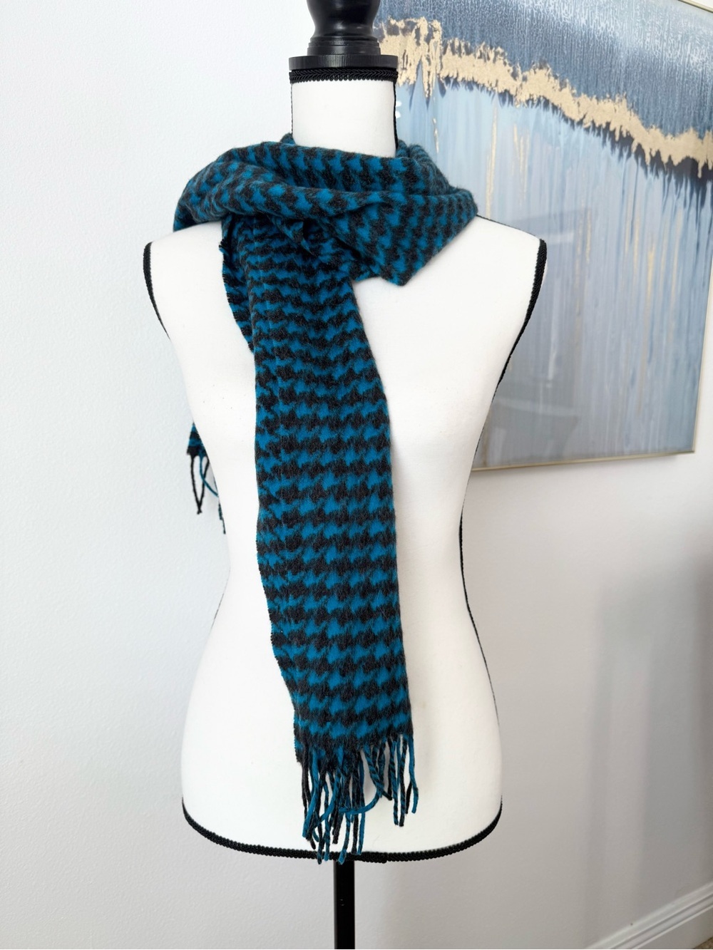Sutton | Studio Blue and Black 100% Cashmere Scarf
